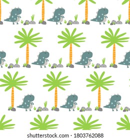 Vector image. Fun dinosaur motif for kids. Modular image to decorate.