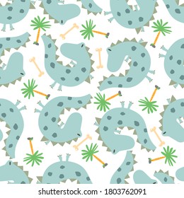 Vector image. Fun dinosaur motif for kids. Modular image to decorate.