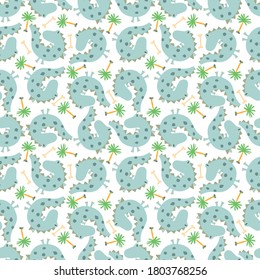 Vector image. Fun dinosaur motif for kids. Modular image to decorate.