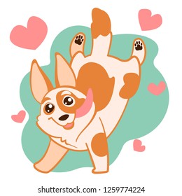 vector image of vector fun running red corgi dog