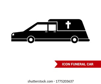 Vector image. Funeral car icon. Basic solid image.