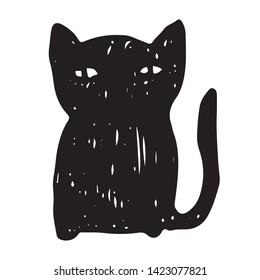 vector image of funny black cat isolated on white background