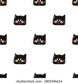 Vector image. Funny black cats pattern. Image to decorate.