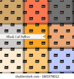Vector image. Funny black cats pattern. Image to decorate.