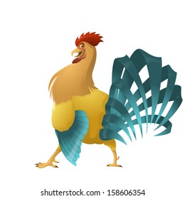 Vector image of funny bright Colorful rooster