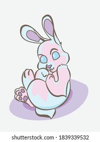 Vector image of a funny bunny in bright color