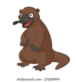 Vector image of funny cartoon animal platypus