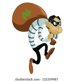 Vector image of funny cartoon evil thief