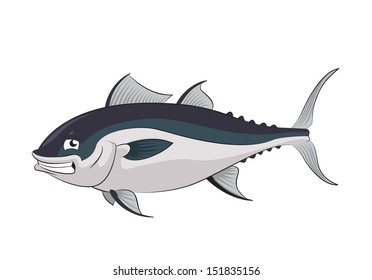 Vector image of funny cartoon smiling tunny