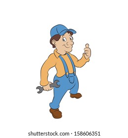 Vector image of funny cartoon smiling Fitter