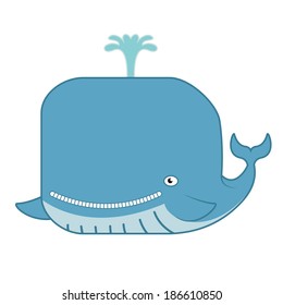 Vector image of funny cartoon smiling whale