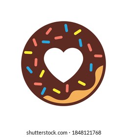 Vector image. Funny image of a chocolate donut. Image to decorate.