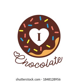 Vector image. Funny image of a chocolate donut. Image to decorate.