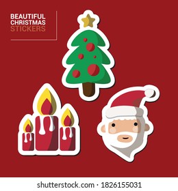 Vector image. Funny Christmas decorative drawings.