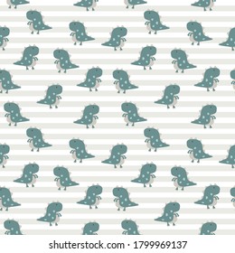 Vector image. Funny dinosaurs pattern. Nice colors and decoration for boys and girls.