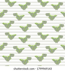 Vector image. Funny dinosaurs pattern. Nice colors and decoration for boys and girls.