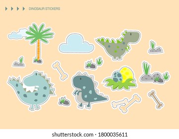 Vector image. Funny drawings of dinosaurs. Decorative image for children and babies.