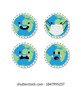 Imagen vectorial. Una pegatina de tierra divertida.