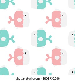 Vector image. Funny fish motif for kids. Modular image to decorate.