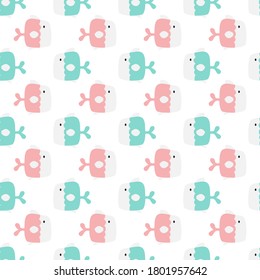 Vector image. Funny fish motif for kids. Modular image to decorate.