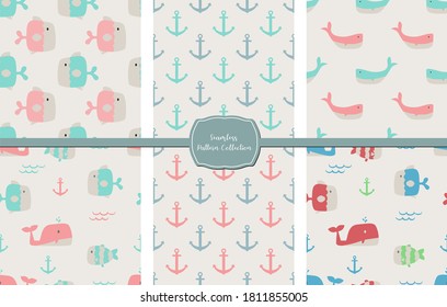 Vector image. Funny fish motif for kids. Modular image to decorate.