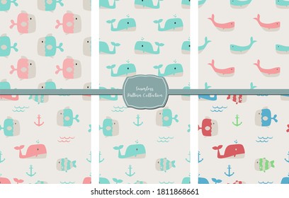 Vector image. Funny fish motif for kids. Modular image to decorate.