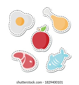 Vector image. Funny food sticker collection. Image to decorate.