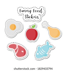 Vector image. Funny food sticker collection. Image to decorate.