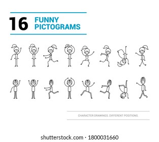 Vector image. Funny image of a girl and boy.