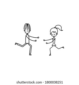 Vector image. Funny image of a girl and a boy.