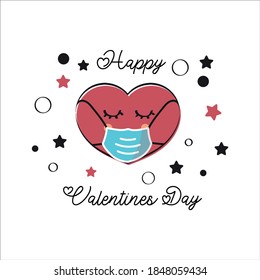 Vector image. Funny image of heart with mask. Image to decorate.