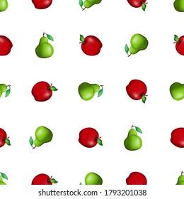 Vector image. Funny pattern of pears and apples. Modular image to decorate.