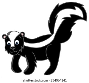 vector image of funny skunk on isolated background