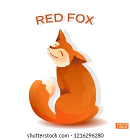Vector image. Funny smiling cartoon fox. big