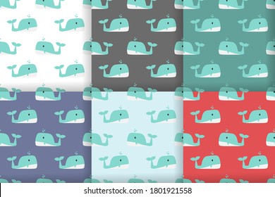 Vector image. Funny whale motif for kids. Modular image to decorate.