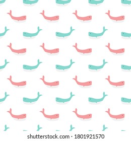 Vector image. Funny whale motif for kids. Modular image to decorate.