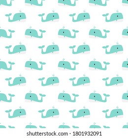 Vector image. Funny whale motif for kids. Modular image to decorate.