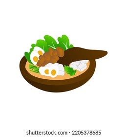 Vector Image: Gado Gado traditional Indonesian food, Indonesian Vegetables Mixed Salad with peanut sauce dressing