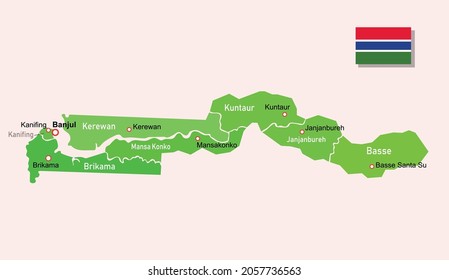 Vector Image Gambia Regions Map Stock Vector (Royalty Free) 2057736563 ...