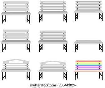 Vector image of a garden bench in different versions