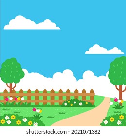 Vector image of a garden with a cute design suitable for children's illustration