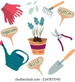 Vector image of a garden set. Garden supplies.