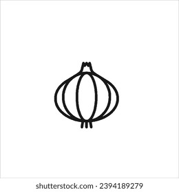 vector image of garlic, black and white background