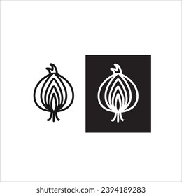 vector image of garlic, black and white background