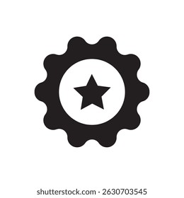 Vector image of a gear with a star in the middle, symbolizing hard work, system success, and innovation. Perfect for business, strategy, and process improvement themes.