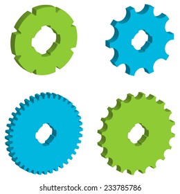 Vector image of gears on a gray background.