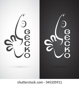 Vector image of an gecko design on white background and black background, Logo, Symbol