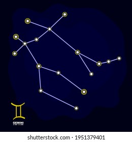 Vector Image With Gemini Zodiac Sign And Constellation Of Gemini For Your Project