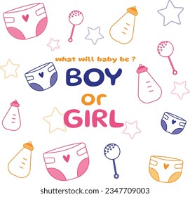 Vector image for a Gender reveal with flat design illustrations