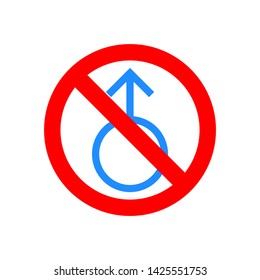 vector image of gender symbols of man. Prohibition sign